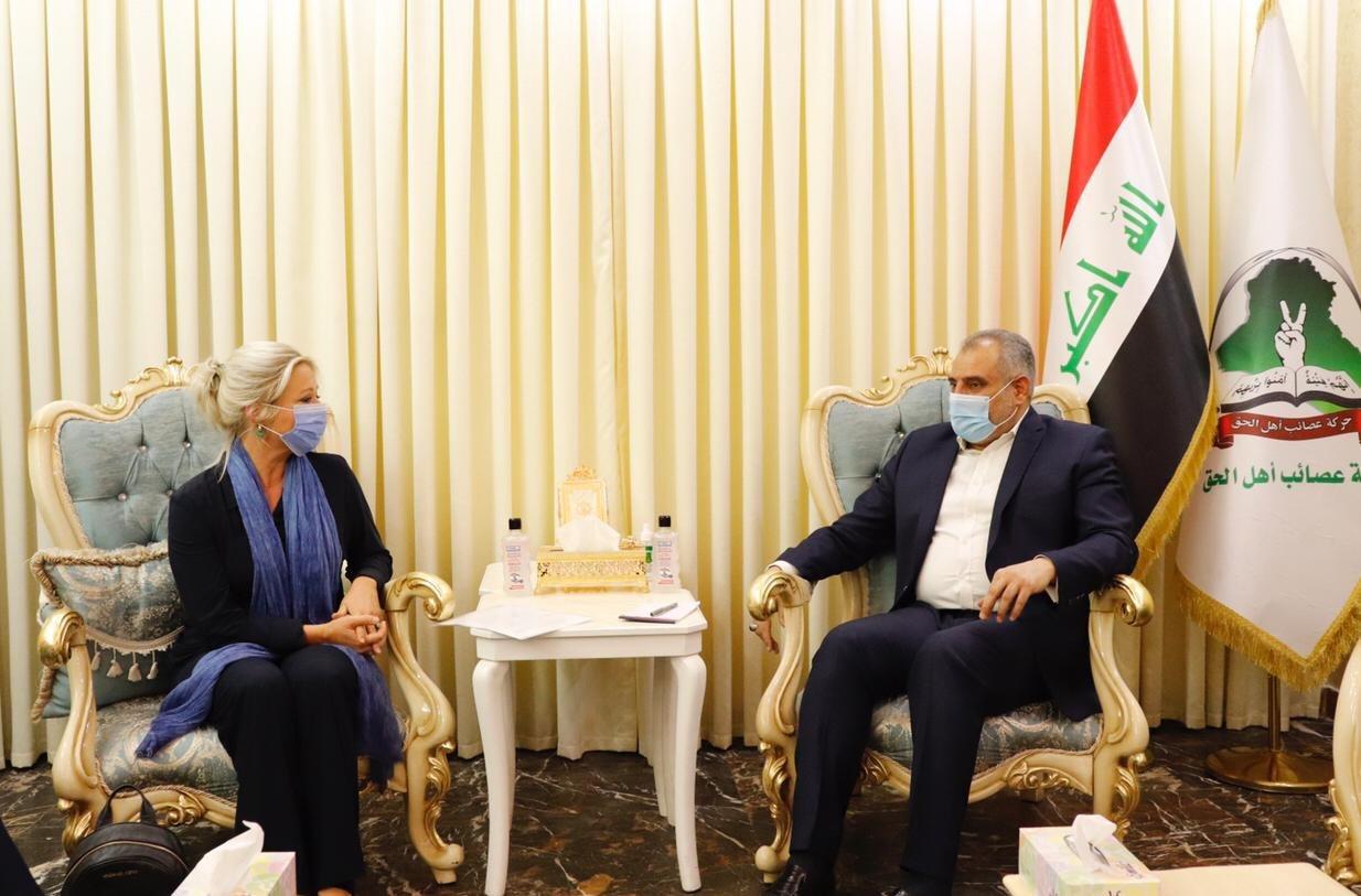 رئيس كتلة الصادقون النيابية يبحث مع ممثلة الأمم المتحدة التحديات التي تواجه العراق